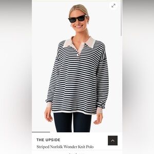 THE UPSIDE - Striped Norfolk Wonder Knit Polo